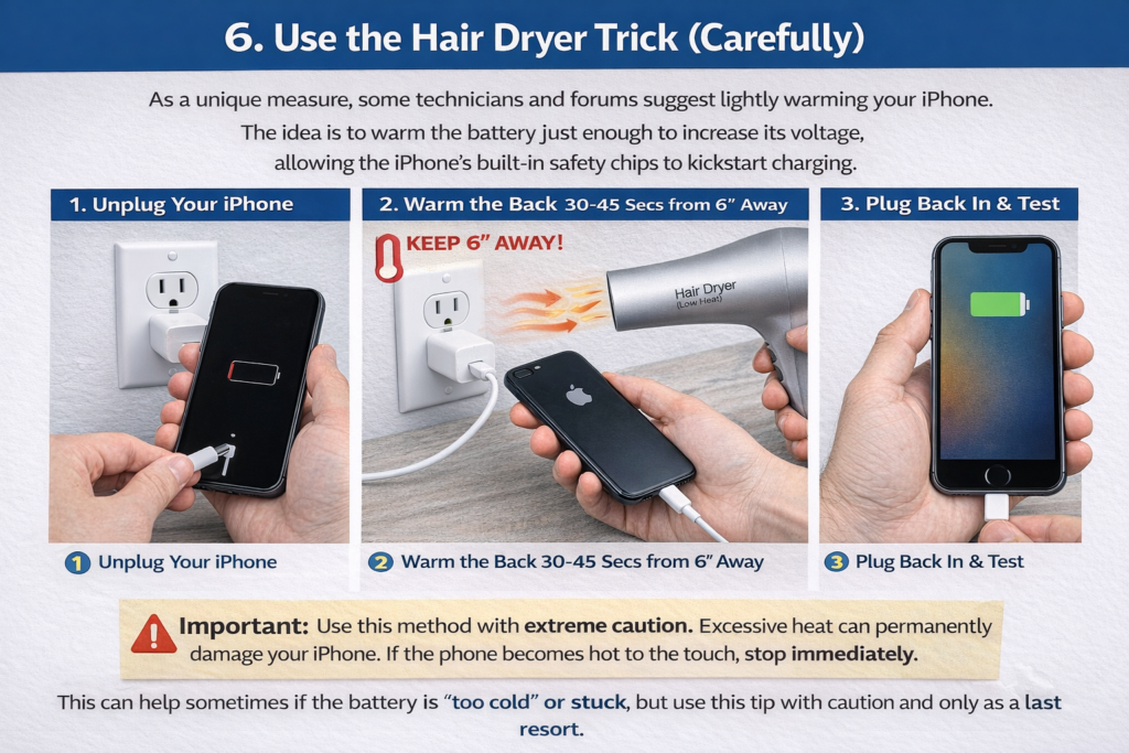 iPhone Use the Hair Dryer Trick