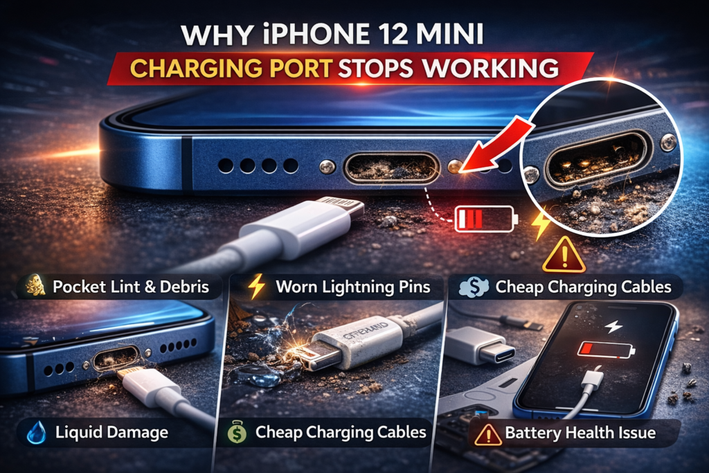 iPhone 12 mini charging port close up